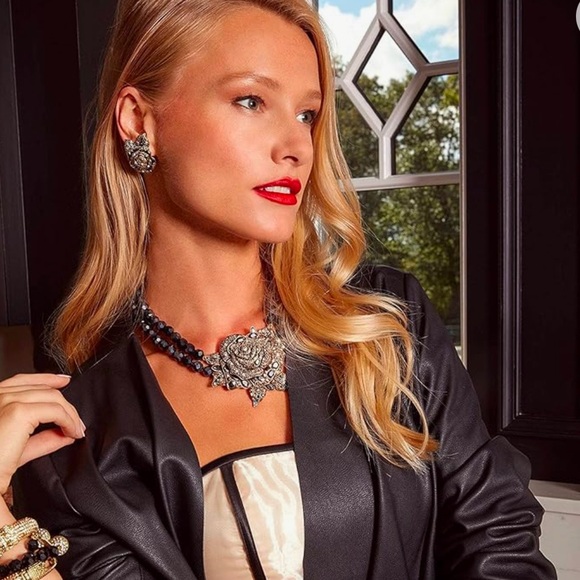 Heidi Daus Necklace Enchanted Beauty Floral Crystal Double Strand NIB - Picture 9 of 11